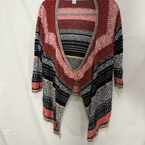 christopher banks multicolor open cardigan aztec print wmns sz M